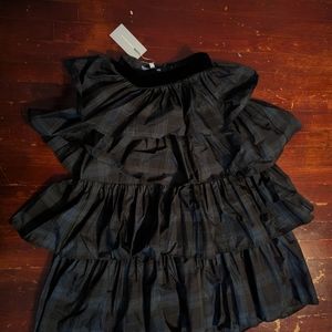 Antonio Melani green and blue plaid maxi skirt